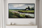 Detail view of artwork from Samsung Frame TV Art 4K Country Vintage Style Landscape Painting. Instant Download. Rustic Meadow Vintage Painting. Art for the Frame TV. (variation 2)