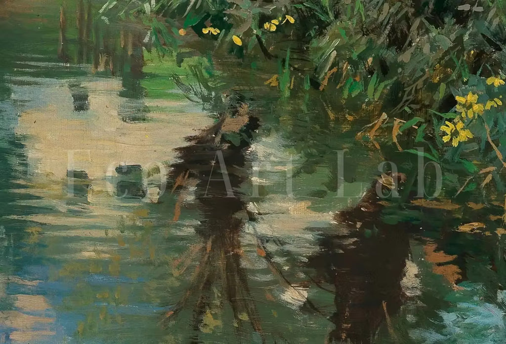 Samsung Frame TV Art 4K Creek in Spring Vintage Landscape Painting. Instant Download Spring Framhouse Landscape. Wall Art for Frame TV. – Frame TV  Art