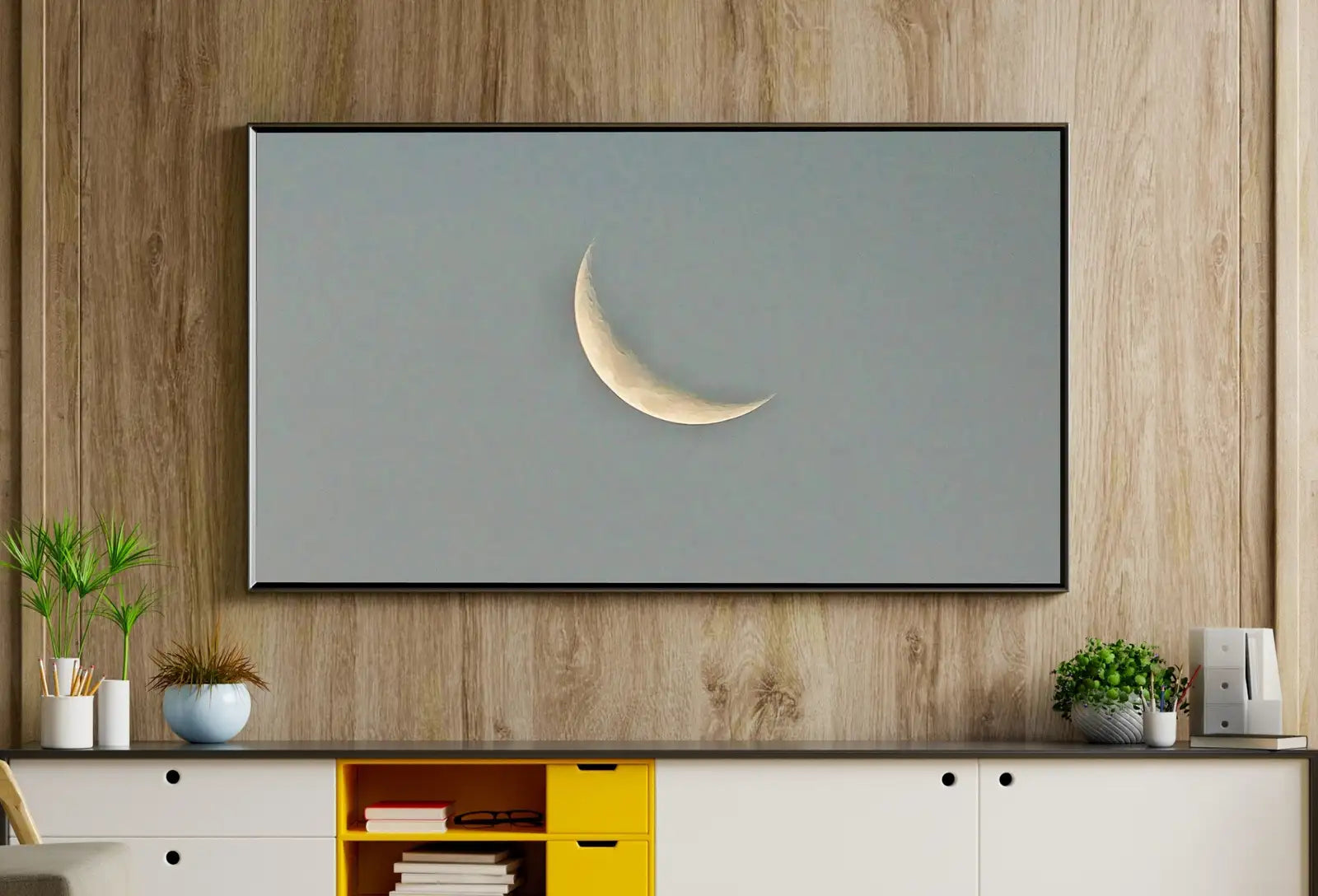 Second included artwork preview from Samsung Frame TV Art 4K Crescent Moon Celestial Wall Decor Digital Painting. Instant Download Moon Phase Wall Art for Frame TV. Art for TV featuring various scenes.