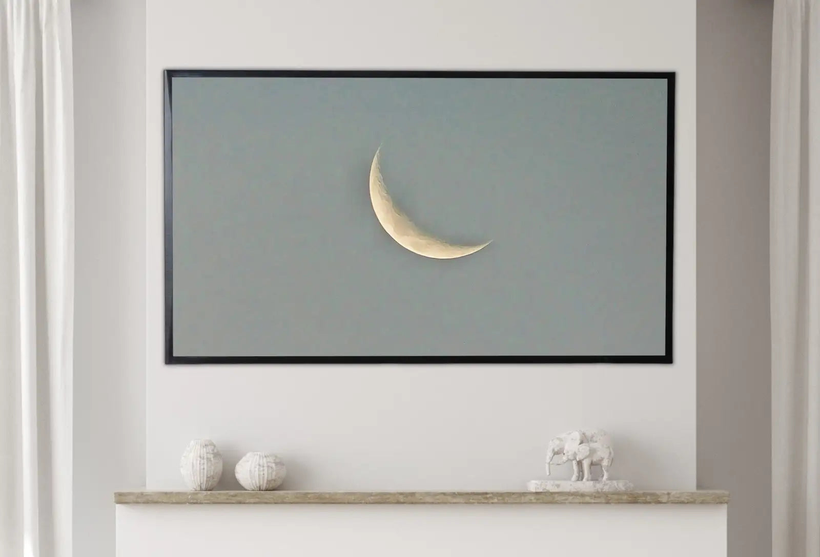 Detail view of artwork from Samsung Frame TV Art 4K Crescent Moon Celestial Wall Decor Digital Painting. Instant Download Moon Phase Wall Art for Frame TV. Art for TV. (variation 5)
