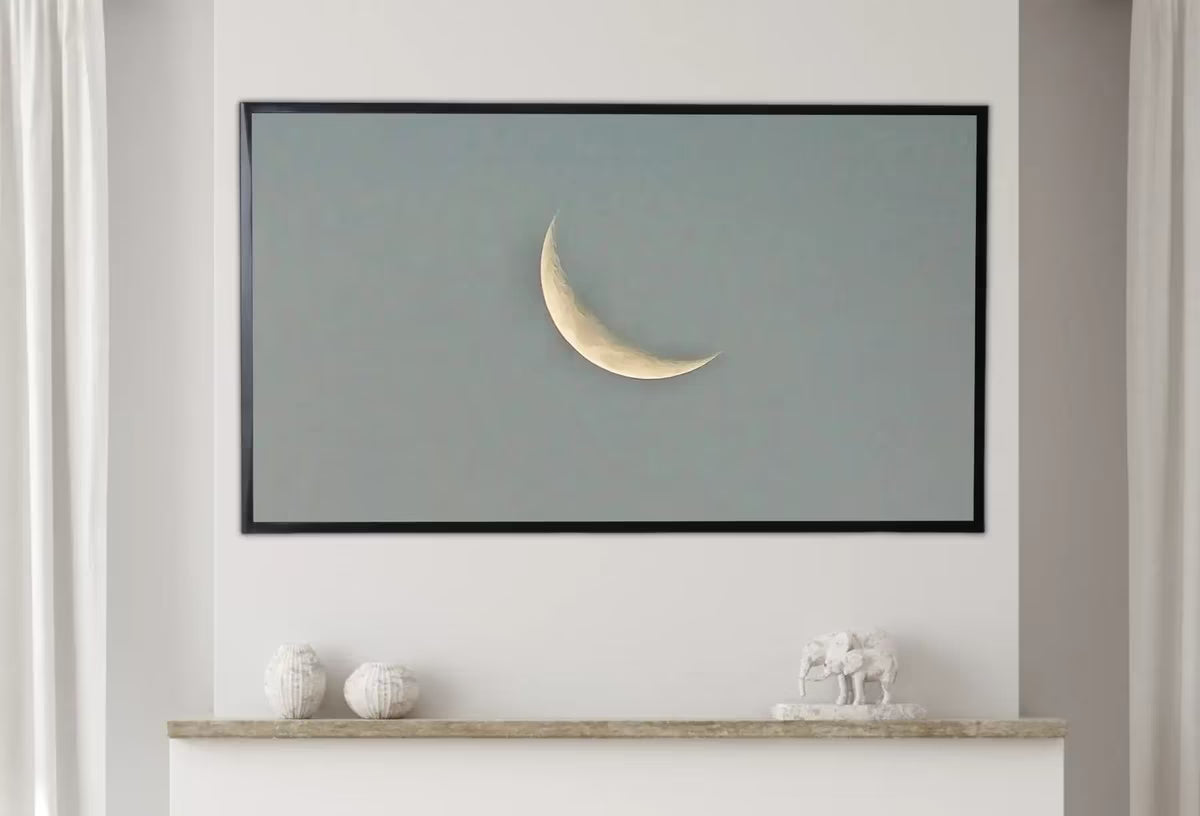 Samsung Frame TV Art 4K Crescent Moon Celestial Wall Decor Digital Painting. Instant Download Moon Phase Wall Art for Frame TV. Art for TV – Frame TV  Art