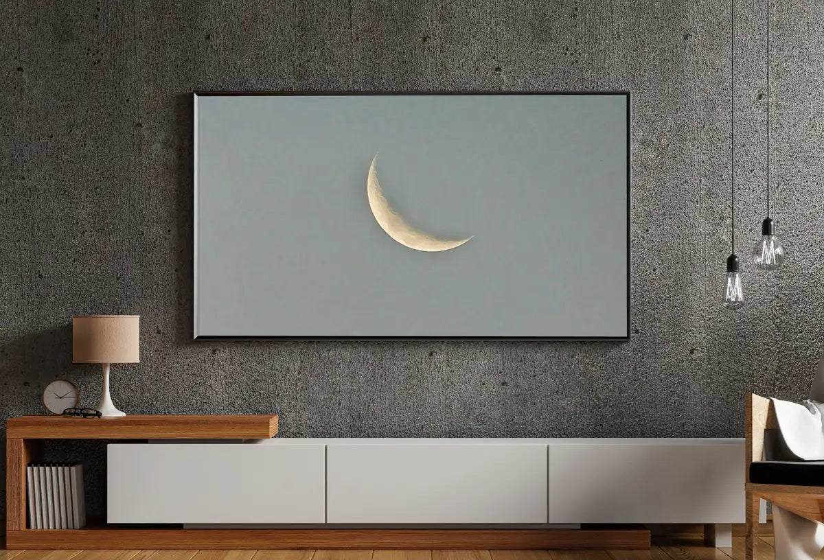 Detail view of artwork from Samsung Frame TV Art 4K Crescent Moon Celestial Wall Decor Digital Painting. Instant Download Moon Phase Wall Art for Frame TV. Art for TV. (variation 4)