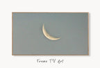 Samsung Frame TV Art 4K Crescent Moon Celestial Wall Decor Digital Painting. Instant Download Moon Phase Wall Art for Frame TV. Art for TV displayed on Samsung Frame TV on a living room wall.