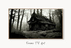 Samsung Frame TV Art 4K Dark Creepy Abandoned Haunted House Landscape. Instant Download. Scary Frame TV Art. Art for the Samsung Frame TV displayed on Samsung Frame TV on a living room wall.