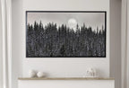 Detail view of artwork from Samsung Frame TV Art 4K Dark Forest & Moon Landscape Nature Wall Art. Instant Download Forest Digital Art. Pine Trees Art for Frame TV. (variation 2)