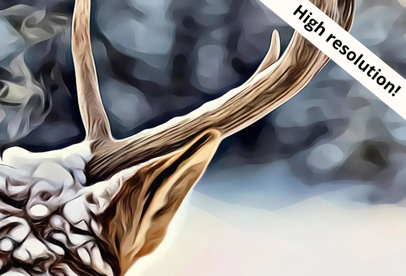 Samsung Frame TV Art 4K Deer Antlers, Snowy Winter Scene Digital Painting. Instant Download Deer Head Art for Smart TV. Nature Art for TV – Frame TV Digital Download Art – Digital Download