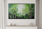 Detail view of artwork from Samsung Frame TV Art 4K Dense Forest Abstract Textured Landscape Painting. Instant Download. Forest Art for Samsung Frame TV. Art for TV. (variation 2)