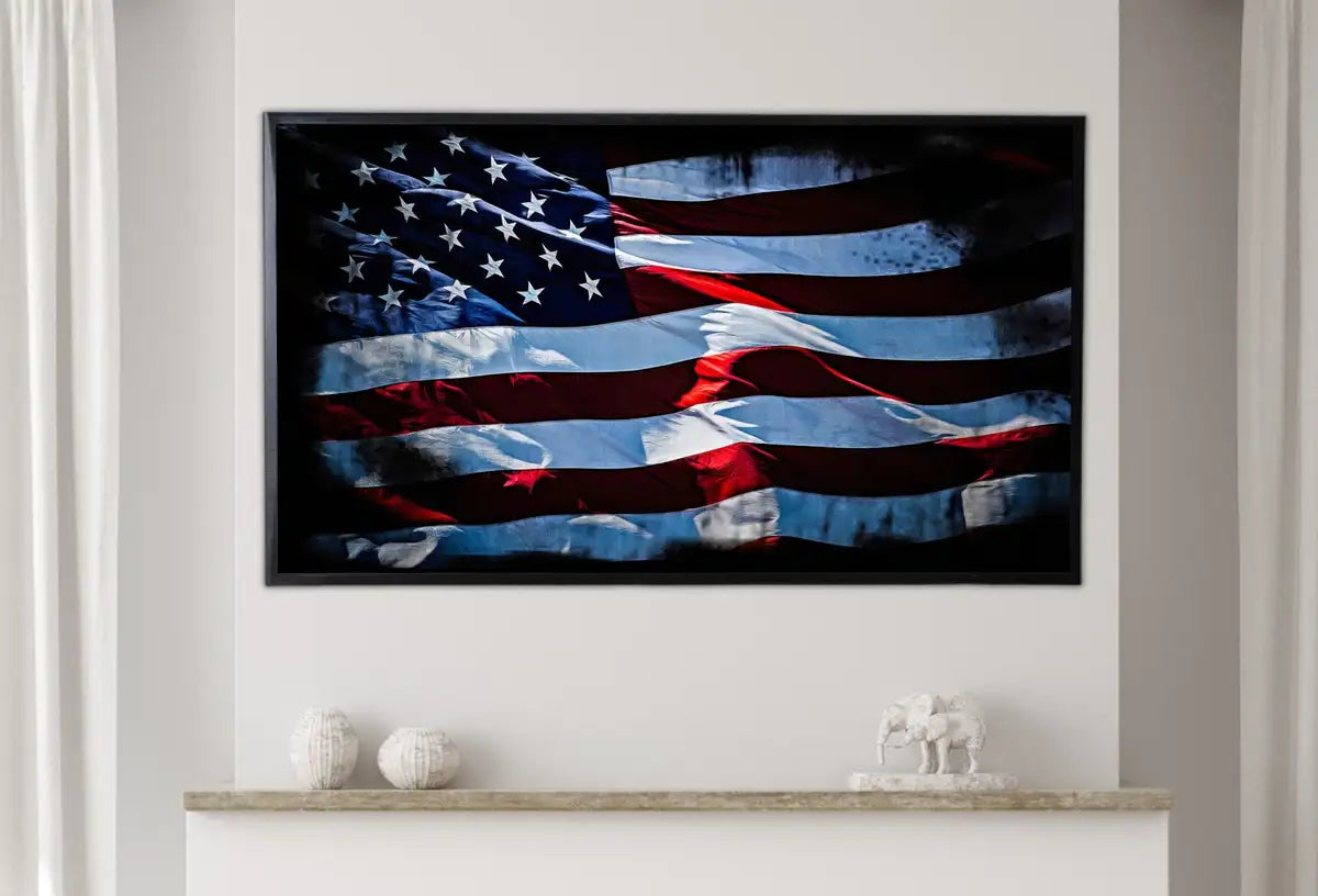 Detail view of artwork from Samsung Frame TV Art 4k Distressed American Flag Art. Patriotic Samsung TV Art. Digital Download 4th of July USA Art for Samsung Frame Tv. (variation 2)