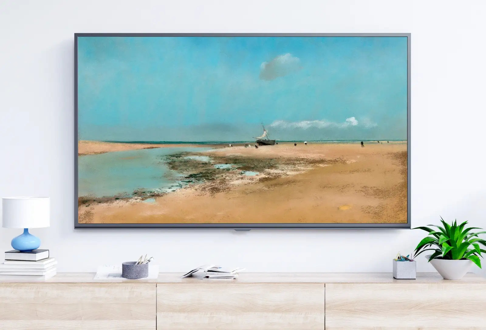 Included artwork preview showing first selection of artworks from Samsung Frame TV Art 4K Edgar Degas Beach at Low Tide Painting. Instant Download Famous Vintage Art for the Samsung Frame TV. Degas Art.