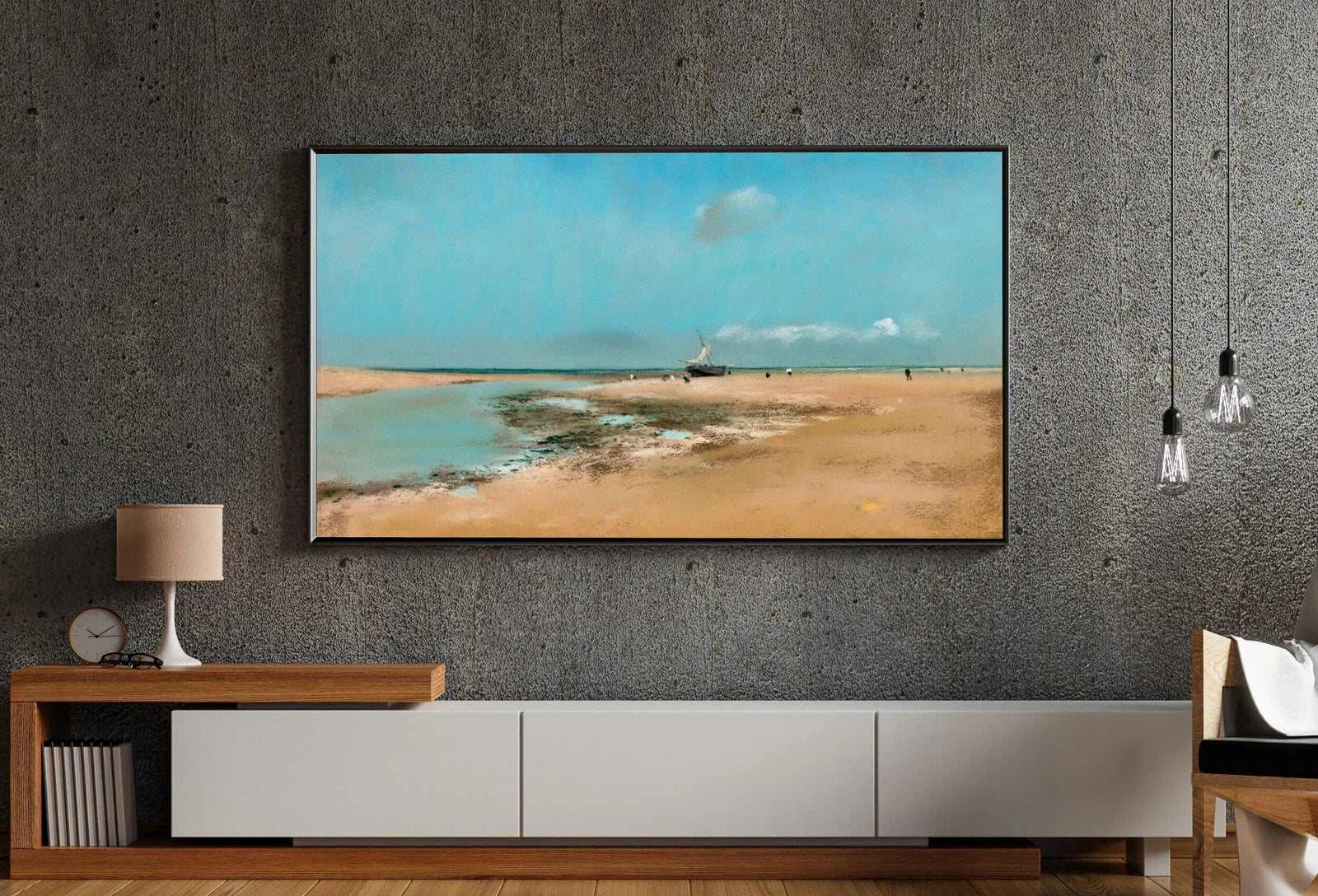 Detail view of artwork from Samsung Frame TV Art 4K Edgar Degas Beach at Low Tide Painting. Instant Download Famous Vintage Art for the Samsung Frame TV. Degas Art. (variation 1)