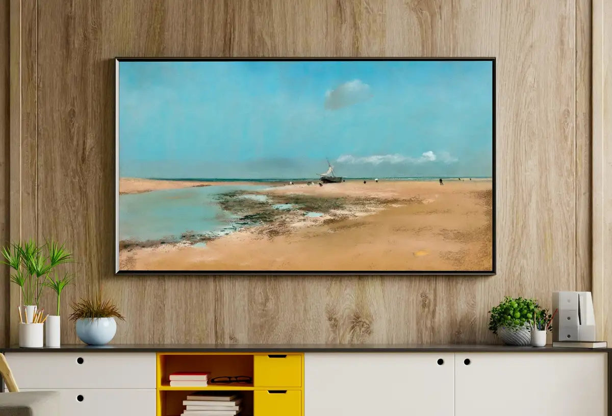 Detail view of artwork from Samsung Frame TV Art 4K Edgar Degas Beach at Low Tide Painting. Instant Download Famous Vintage Art for the Samsung Frame TV. Degas Art. (variation 2)