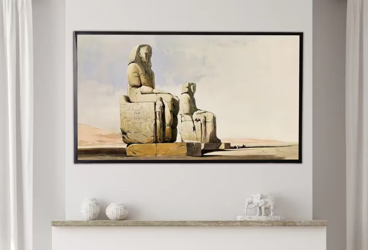 Samsung Frame TV Art 4K Egyptian Statues in Thebes Ancient Egypt Wall Art. Instant Download Antique Vintage Egyptian Art for Frame TV – Frame TV  Art