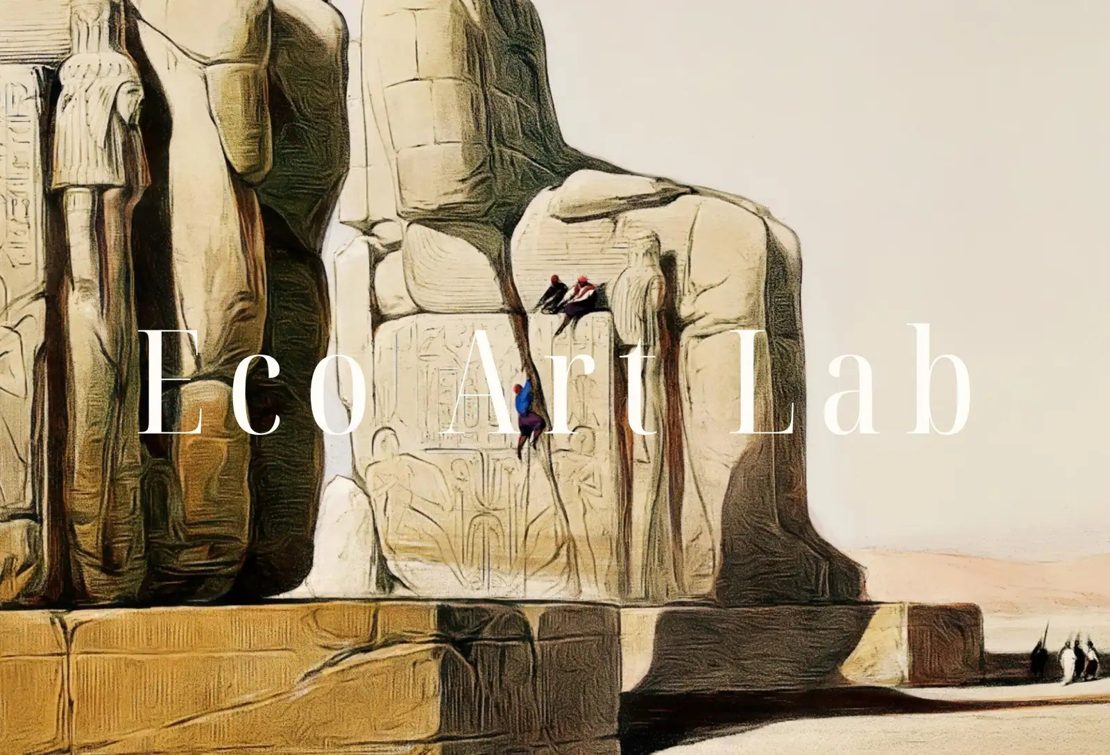 Detail view of artwork from Samsung Frame TV Art 4K Egyptian Statues in Thebes Ancient Egypt Wall Art. Instant Download Antique Vintage Egyptian Art for Frame TV. (variation 1)