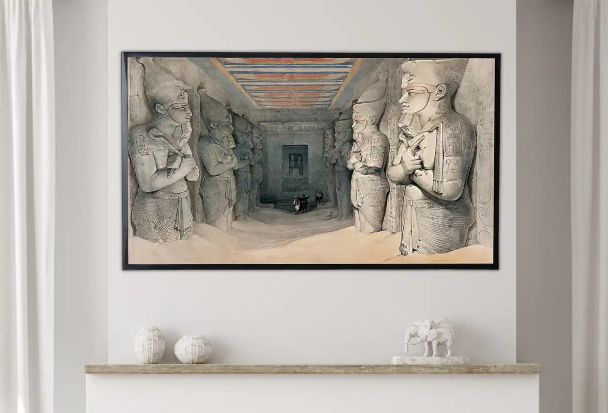 Detail view of artwork from Samsung Frame TV Art 4K Egyptian Temple Ancient Gods Mythology Wall Art. Instant Download Vintage Egyptian Architecture Art for Frame TV. (variation 2)