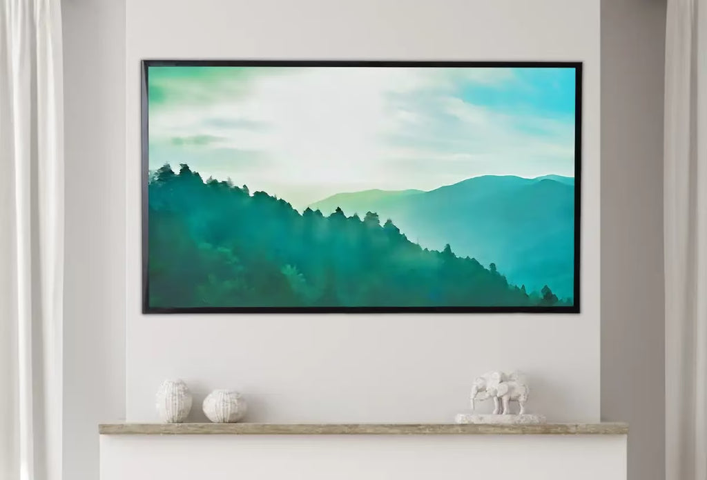 Samsung Frame TV Art 4k Emerald Green Mountains Abstract Landscape. Evening Art Samsung TV  for Samsung Frame, Frame TV Art – Frame TV  Art