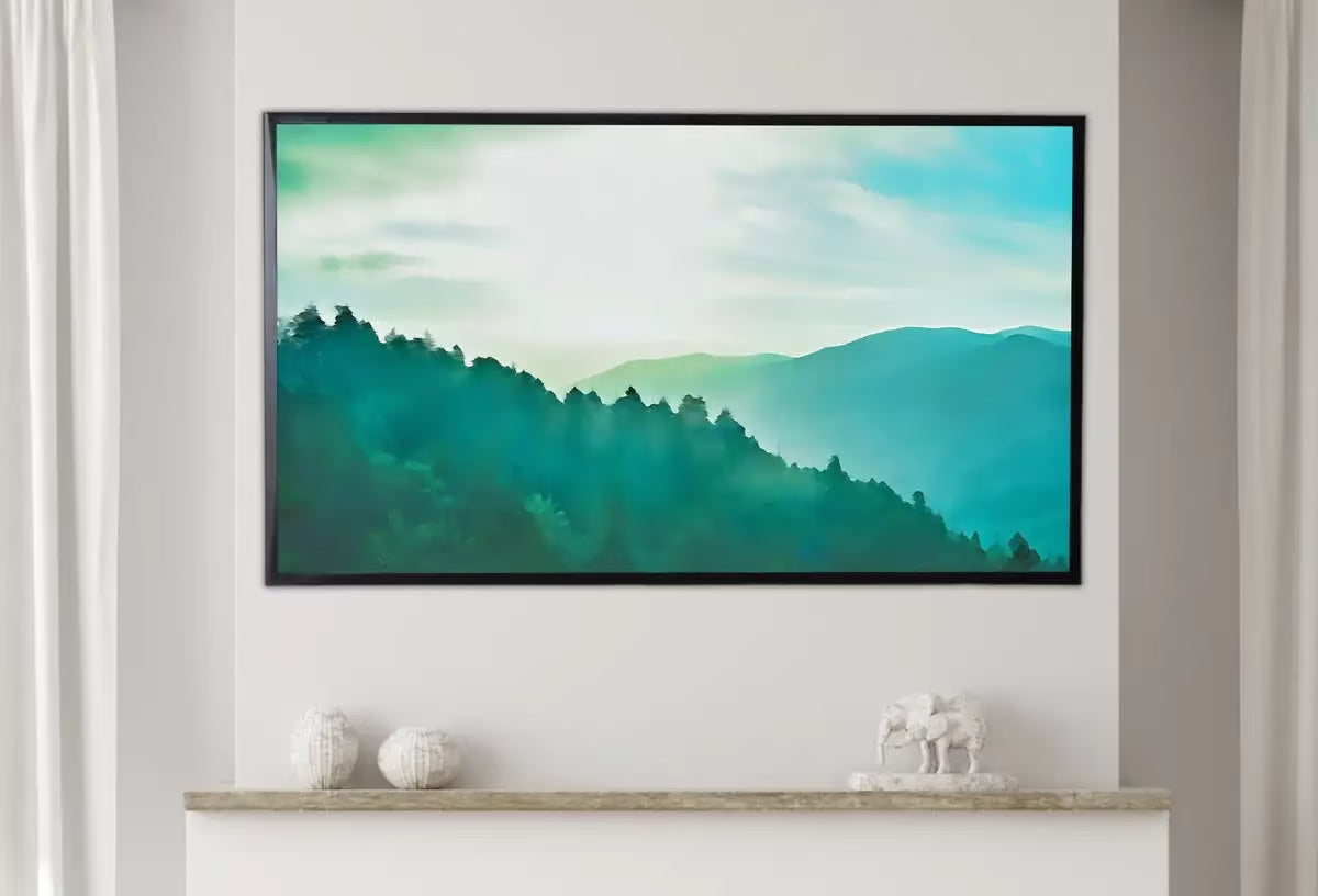 Samsung Frame TV Art 4k Emerald Green Mountains Abstract Landscape. Evening Art Samsung TV  for Samsung Frame, Frame TV Art – Frame TV  Art