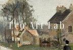 Detail view of artwork from Samsung Frame TV Art 4K European Village Rain Landscape Vintage Oil Painting. Instant Download Vintage Art for Samsung Frame TV. TV Art. (variation 2)