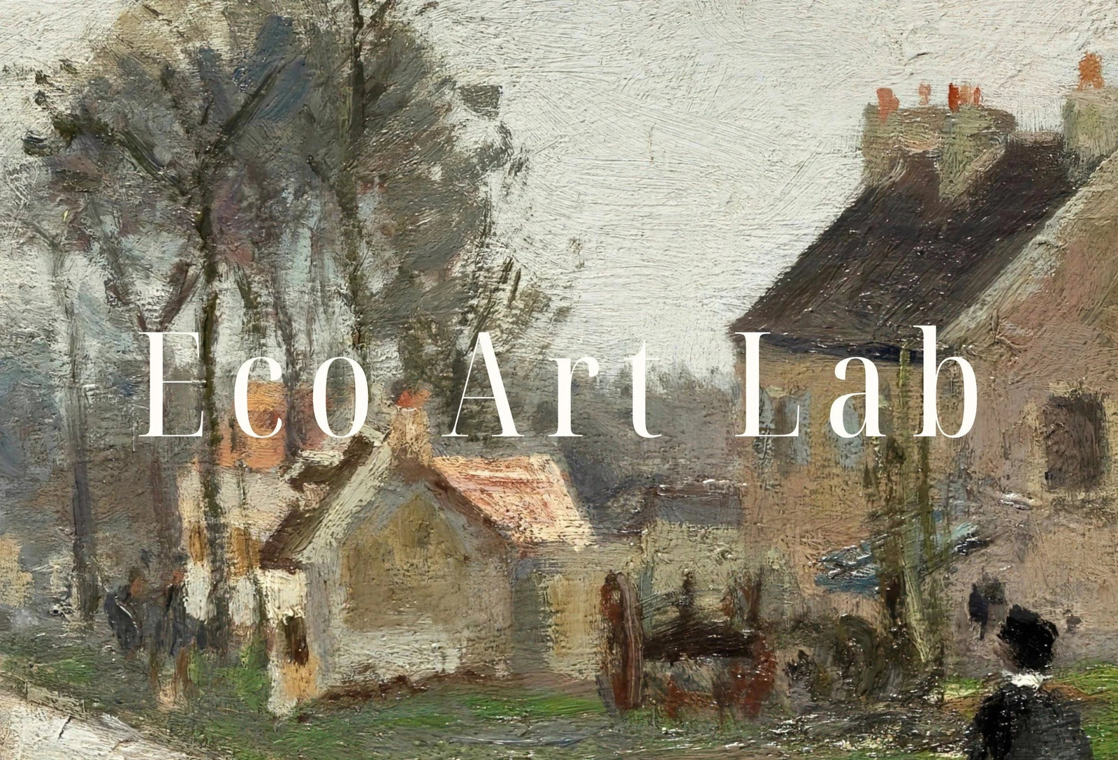 Detail view of artwork from Samsung Frame TV Art 4K European Village Rain Landscape Vintage Oil Painting. Instant Download Vintage Art for Samsung Frame TV. TV Art. (variation 2)