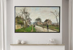 Detail view of artwork from Samsung Frame TV Art 4K European Village Rain Landscape Vintage Oil Painting. Instant Download Vintage Art for Samsung Frame TV. TV Art. (variation 1)