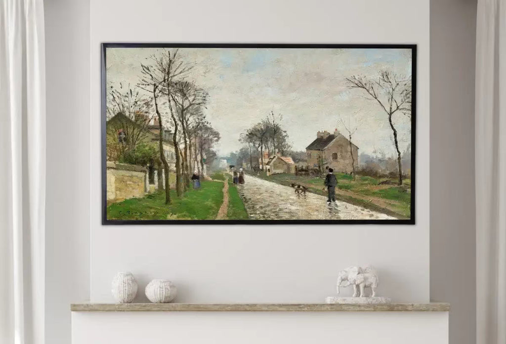 Samsung Frame TV Art 4K European Village Rain Landscape Vintage Oil Painting. Instant Download Vintage Art for Samsung Frame TV. TV Art – Frame TV  Art