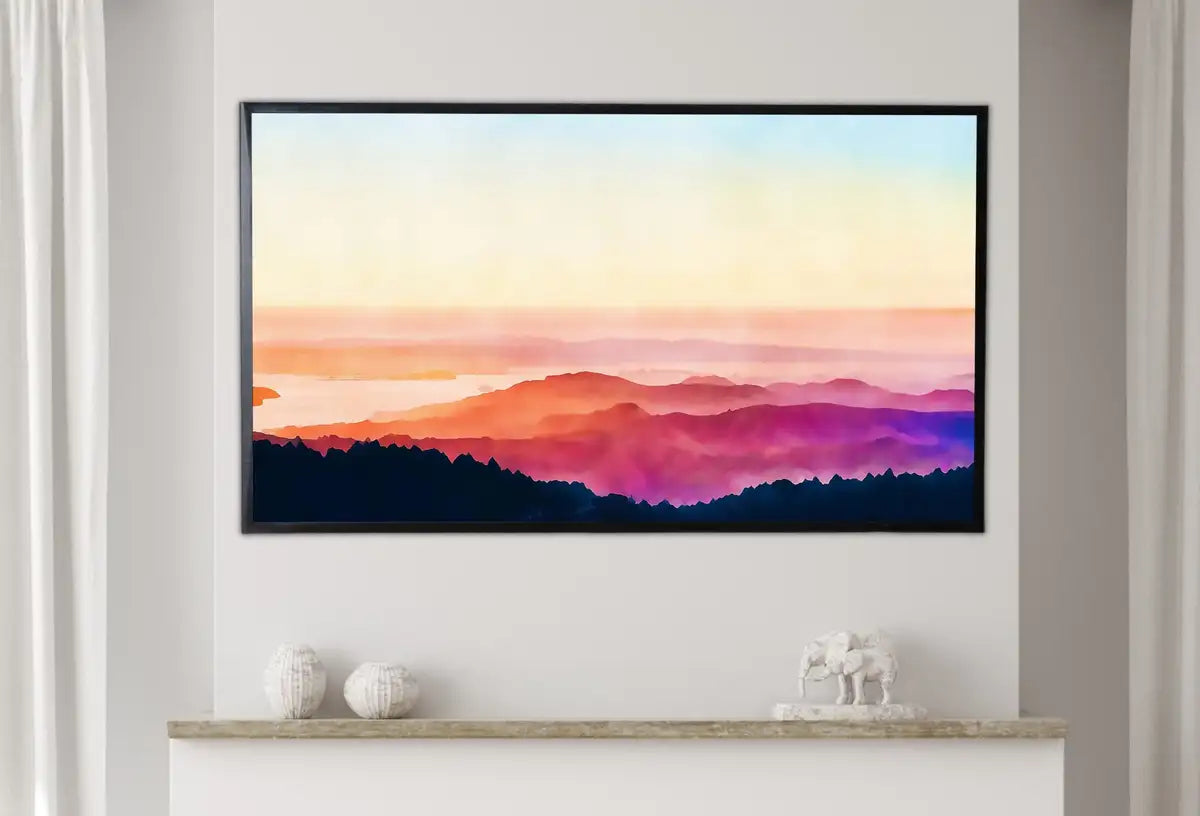 Detail view of artwork from Samsung Frame TV Art 4k Evening in the Mountains Abstract Landscape. Evening Samsung TV Art Digital Download for Samsung Frame, Frame TV Art. (variation 2)