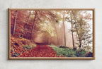 Samsung Frame TV Art 4K Fall Forest Foggy Trail Autumn Landscape Digital Painting. Instant Download Art for the Samsung Frame TV. Art for TV – Frame TV  Art