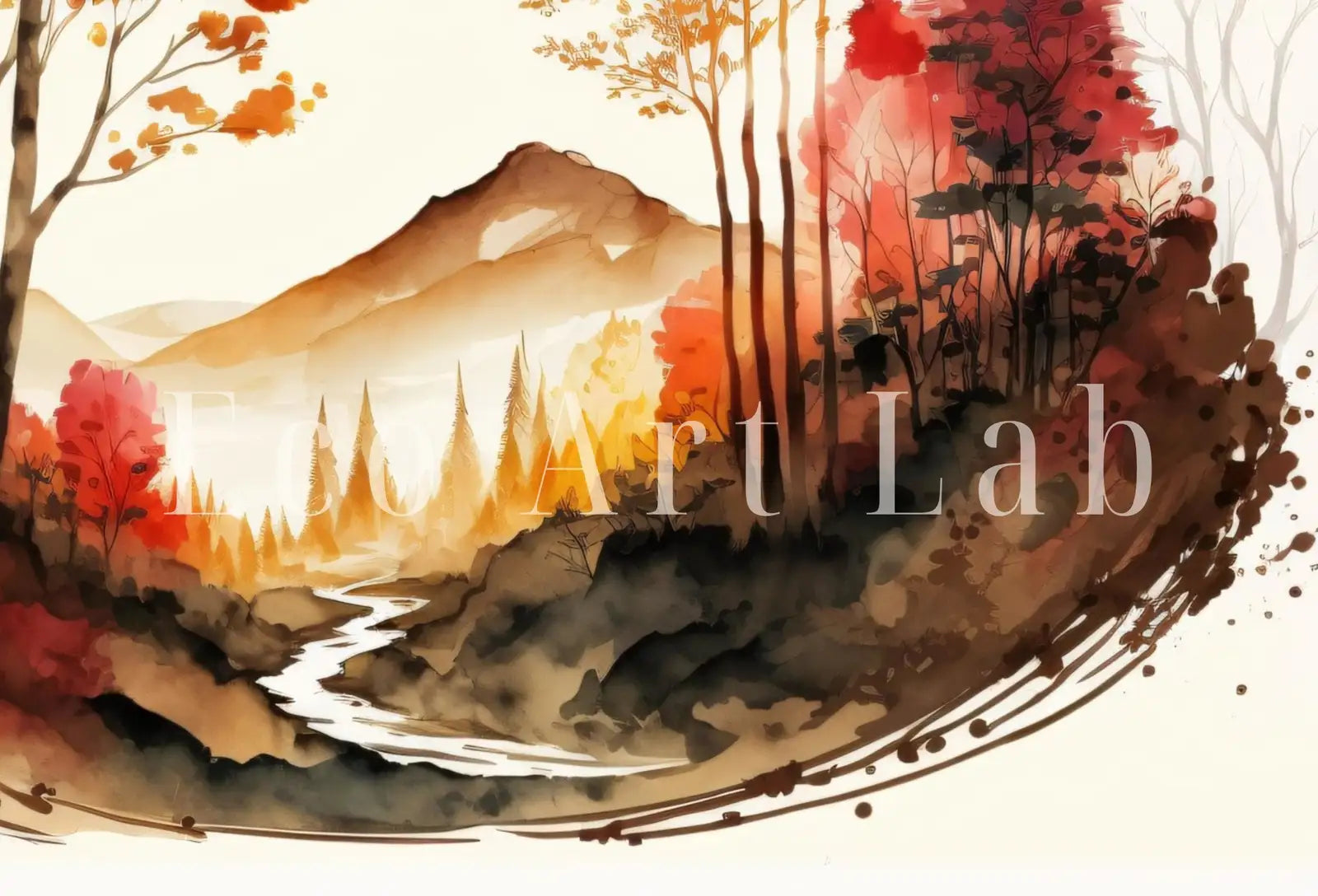 Included artwork preview showing first selection of artworks from Samsung Frame TV Art 4K Fall Forest Mountain Landscape Watercolor Digital Painting. Instant Download Forest Art for Samsung Frame TV. TV Art.