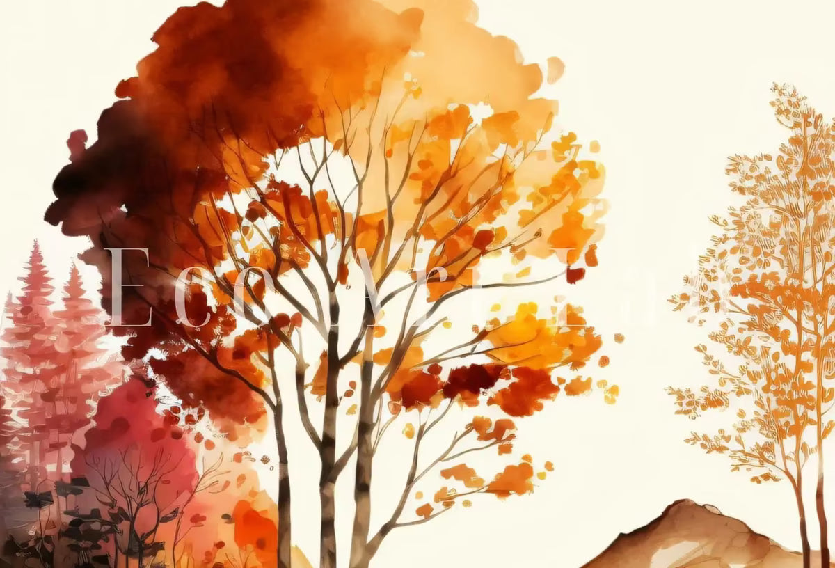 Samsung Frame TV Art 4K Fall Forest Mountain Landscape Watercolor Digital Painting. Instant Download Forest Art for Samsung Frame TV. TV Art – Frame TV  Art