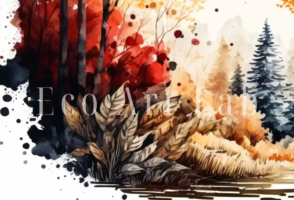 Samsung Frame TV Art 4K Fall Forest Nature Landscape Watercolor Digital Painting. Instant Download Forest Art for Samsung Frame TV. TV Art – Frame TV  Art