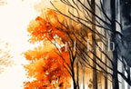 Detail view of artwork from Samsung Frame TV Art 4K Fall Forest Nature Landscape Watercolor Digital Painting. Instant Download Forest Art for Samsung Frame TV. TV Art. (variation 1)
