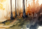 Included artwork preview showing first selection of artworks from Samsung Frame TV Art 4K Fall Forest Nature Watercolor Landscape Digital Painting. Instant Download Forest Art for Samsung Frame TV. TV Art.