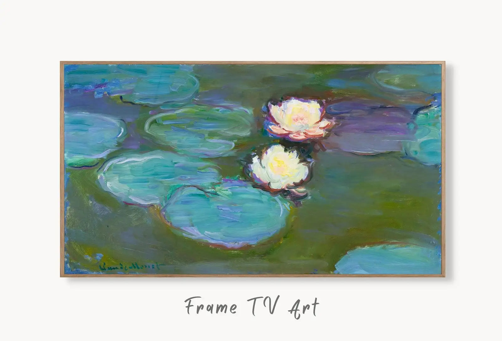 Samsung Frame TV Art 4K Famous Claude Monet Painting. Instant Download Botanical Wall Art for the Frame TV. Vintage Wall Art. Monet Art displayed on Samsung Frame TV on a living room wall.