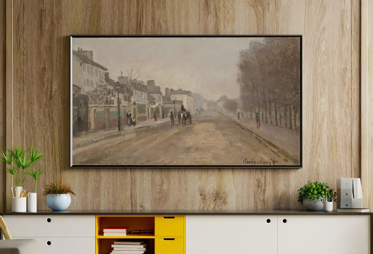 Detail view of artwork from Samsung Frame TV Art 4K Famous Claude Monet Painting. Instant Download Boulevard Héloise Monet Art for the Frame TV. Vintage Wall Art. (variation 2)