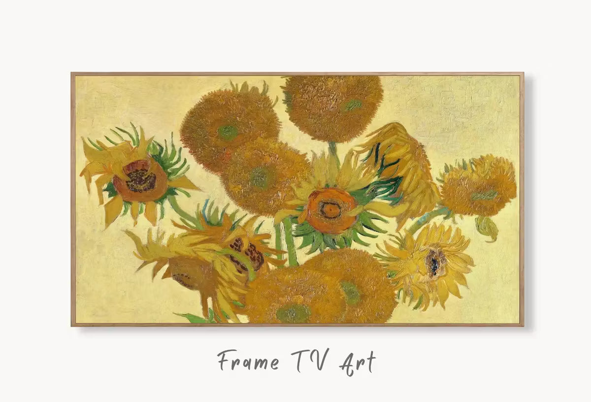 Samsung Frame TV Art 4K Famous Painting Sunflowers by Vincent van Gogh. Instant Download van Gogh Art for the Frame TV. Vintage Wall Art – Frame TV  Art