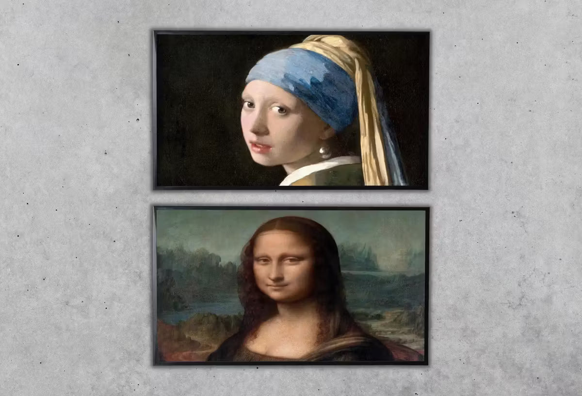 Samsung Frame TV Art 4K Famous Paintings Set of 2. Girl with Pearl Earring & Mona Lisa Classic Portrait Paintings. Fine Art for Frame TV – Frame TV Art Set