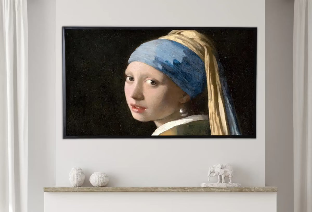 Samsung Frame TV Art 4K Famous Paintings Set of 2. Girl with Pearl Earring & Mona Lisa Classic Portrait Paintings. Fine Art for Frame TV – Frame TV Art Set