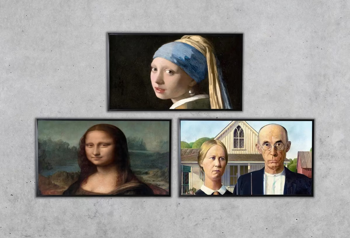 Samsung Frame TV Art 4K Famous Paintings Set of 3. Girl w Pearl Earring, Mona Lisa & American Gothic Classic Portraits Fine Art for Frame TV – Frame TV Art Set
