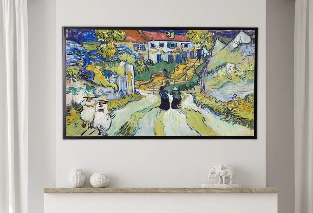 Detail view of artwork from Samsung Frame TV Art 4K Famous Stairway at Auvers Painting by Vincent van Gogh. Instant Download van Gogh Art for Frame TV. Vintage Wall Art. (variation 2)