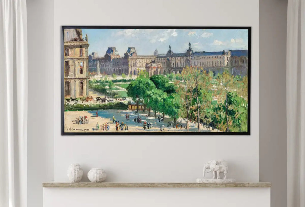 Detail view of artwork from Samsung Frame TV Art 4K Famous View Place du Carrousel in Paris Vintage Landscape Oil Painting. Instant Download Art for Frame TV Art for Tv. (variation 2)