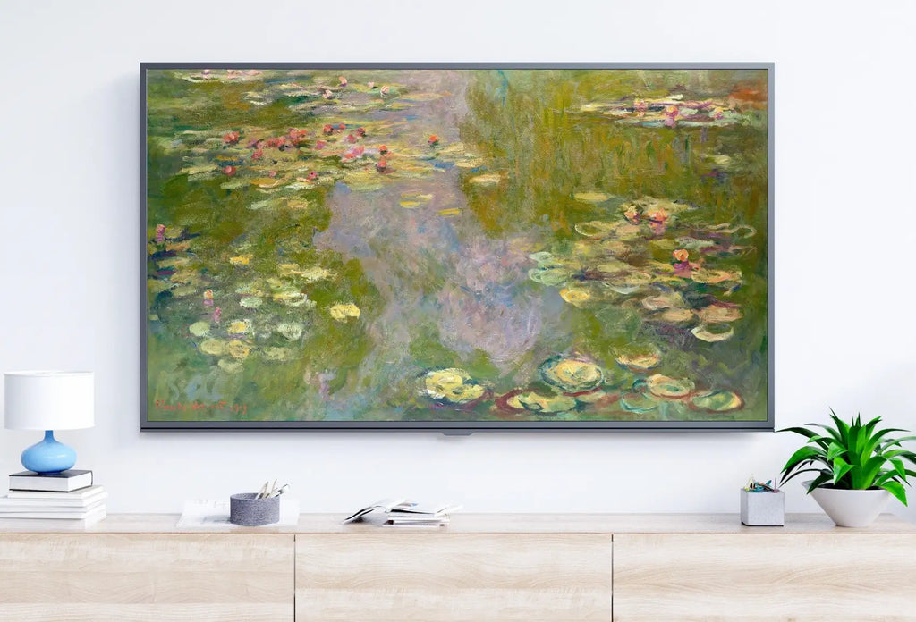 Detail view of artwork from Samsung Frame TV Art 4K Famous Water Lilies Claude Monet Painting. Instant Download Botanical Wall Art for the Frame TV. Vintage Wall Art. (variation 7)