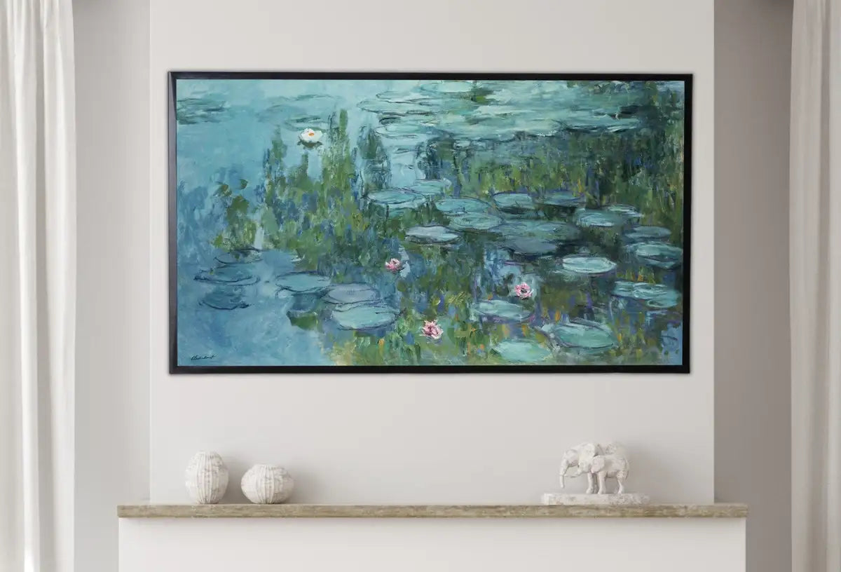 Detail view of artwork from Samsung Frame TV Art 4K Famous Water Lilies Claude Monet Painting. Instant Download Botanical Wall Art for the Frame TV. Vintage Wall Art. (variation 9)