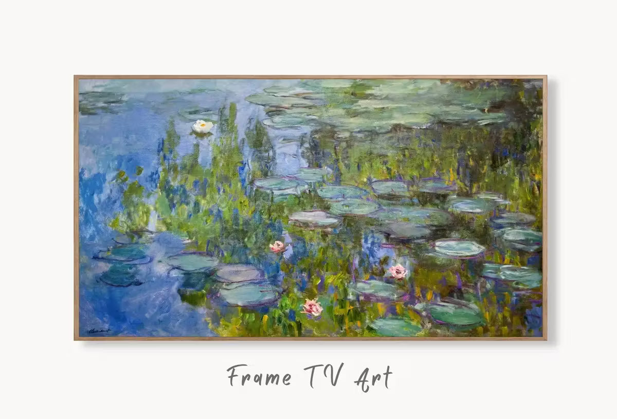 Samsung Frame TV Art 4K Famous Water Lilies Painting by Claude Monet. Instant Download Botanical Wall Art for the Frame TV. Vintage Wall Art – Frame TV  Art