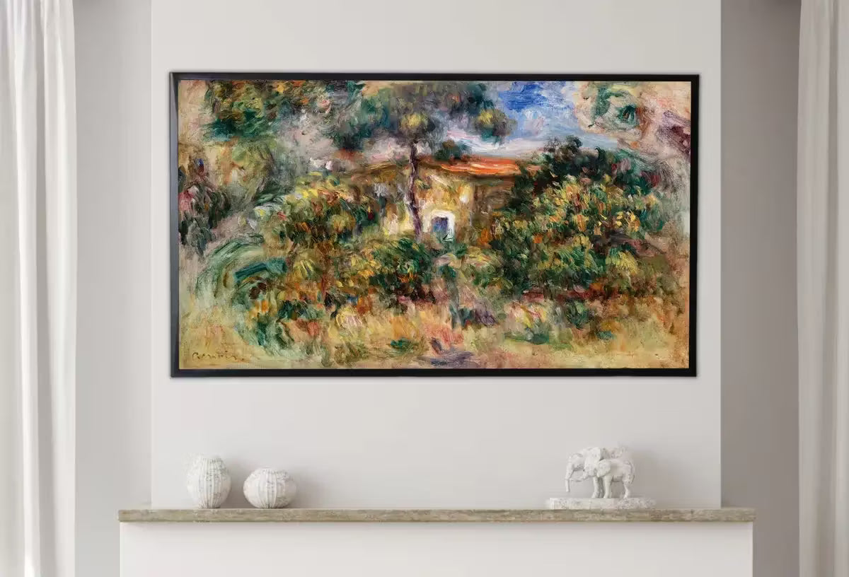 Samsung Frame TV Art 4K "Farmhouse" by Auguste Renoir. Famous Antique Oil Painting. Vintage Landscape. Impressionist Fine Art for Frame TV – Frame TV  Art