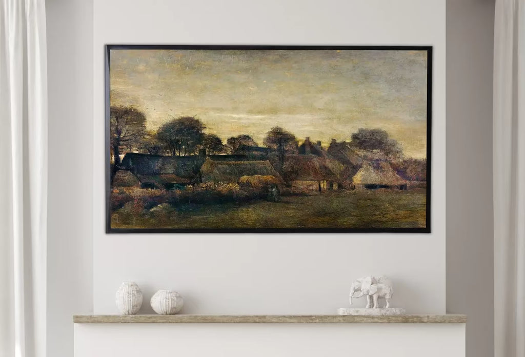 Samsung Frame TV Art 4K Farming Village at Twilight Famous van Gogh Painting. Instant Download Vintage Farmhouse Landscape for the Frame TV – Frame TV  Art