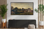 Detail view of artwork from Samsung Frame TV Art 4K Farming Village at Twilight Famous van Gogh Painting. Instant Download Vintage Farmhouse Landscape for the Frame TV. (variation 2)