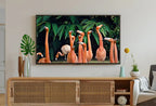 Samsung Frame TV Art 4K Flock of Flamingos Painting. Instant Download Flamingos Art for the Samsung Frame TV. Tropical Art for TV – Frame TV  Art