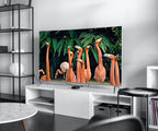 Detail view of artwork from Samsung Frame TV Art 4K Flock of Flamingos Painting. Instant Download Flamingos Art for the Samsung Frame TV. Tropical Art for TV. (variation 2)