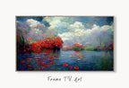 Samsung Frame TV Art 4K Flowers River & Clouds Monet Inspired Digital Painting. Instant Download Landscape Art for Frame TV. Botanical Art – Frame TV Digital Download Art – Digital Download