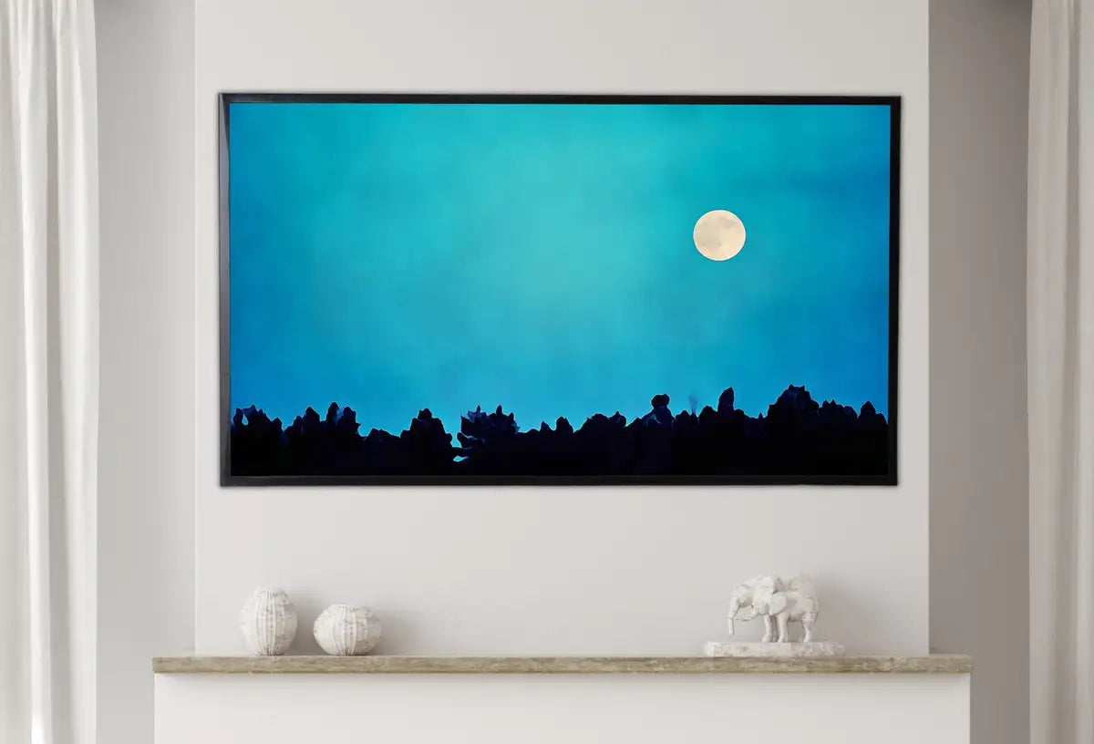 Samsung Frame TV Art 4K Forest & Full Moon Landscape Nature Wall Art. Instant Download Forest Digital Art. Trees Nature Art for Frame TV – Frame TV Digital Download Art – Digital Download