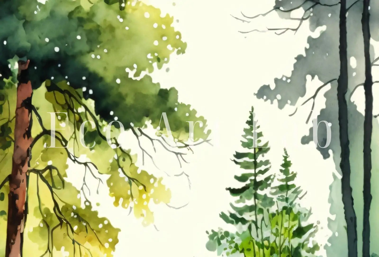 Samsung Frame TV Art 4K Forest & River Landscape Watercolor Digital Painting. Instant Download Forest Art for Samsung Frame TV. Art for TV – Frame TV Digital Download Art – Digital Download